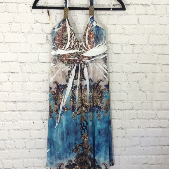 Cristina love Dresses & Skirts - Cristina Love Halter BOHO Dress Midi Hippie #84